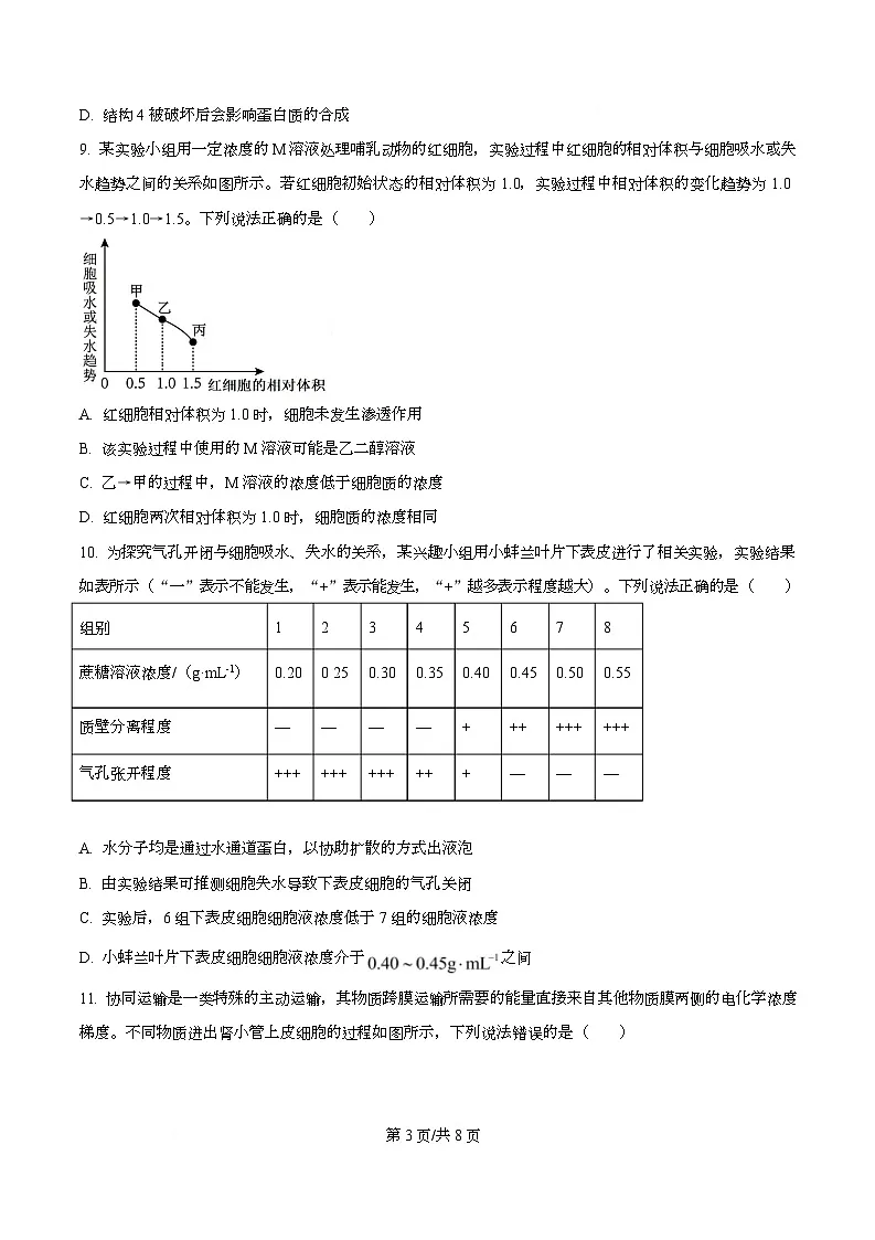 湖北省随州市随县一中、曾都一中实验班联考2025-2026学年高一上学期12月月考生物试题(原卷版)第3页