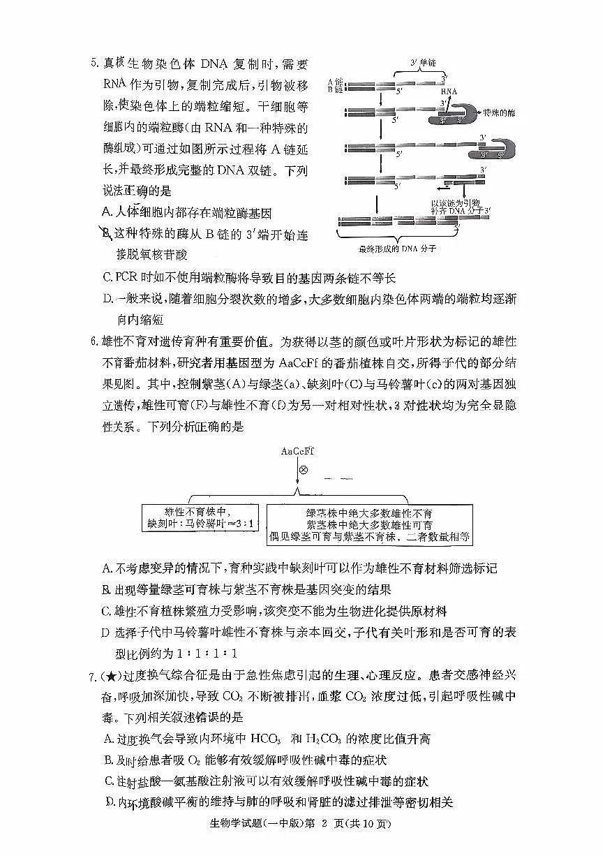 湖南省长沙市第一中学2025-2026学年高三上学期11月月考生物试题第2页