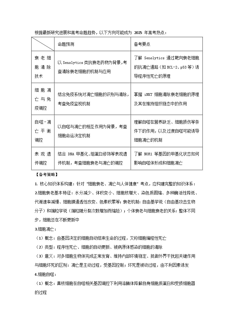 专题05 细胞衰老、凋亡与人体健康(高效培优讲义)(原卷版)第3页