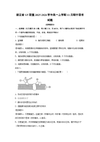 【生物】浙江省G5联盟2025-2026学年高一上学期11月期中联考试题（学生版+解析版）