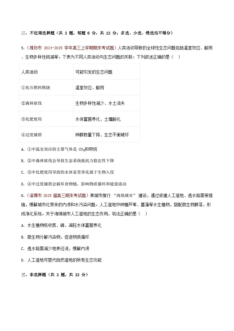 专题22 人与环境(期末备考试题)(原卷版)第3页