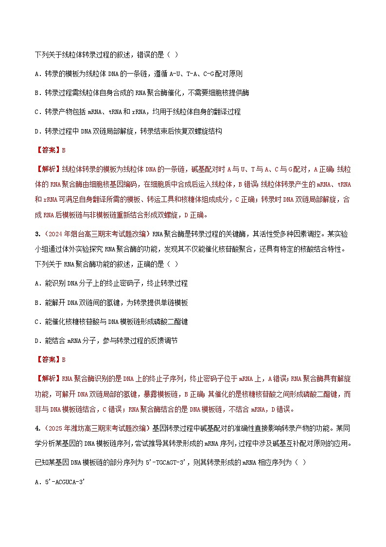 专题11 基因的表达(期末备考试题)(解析版)第2页