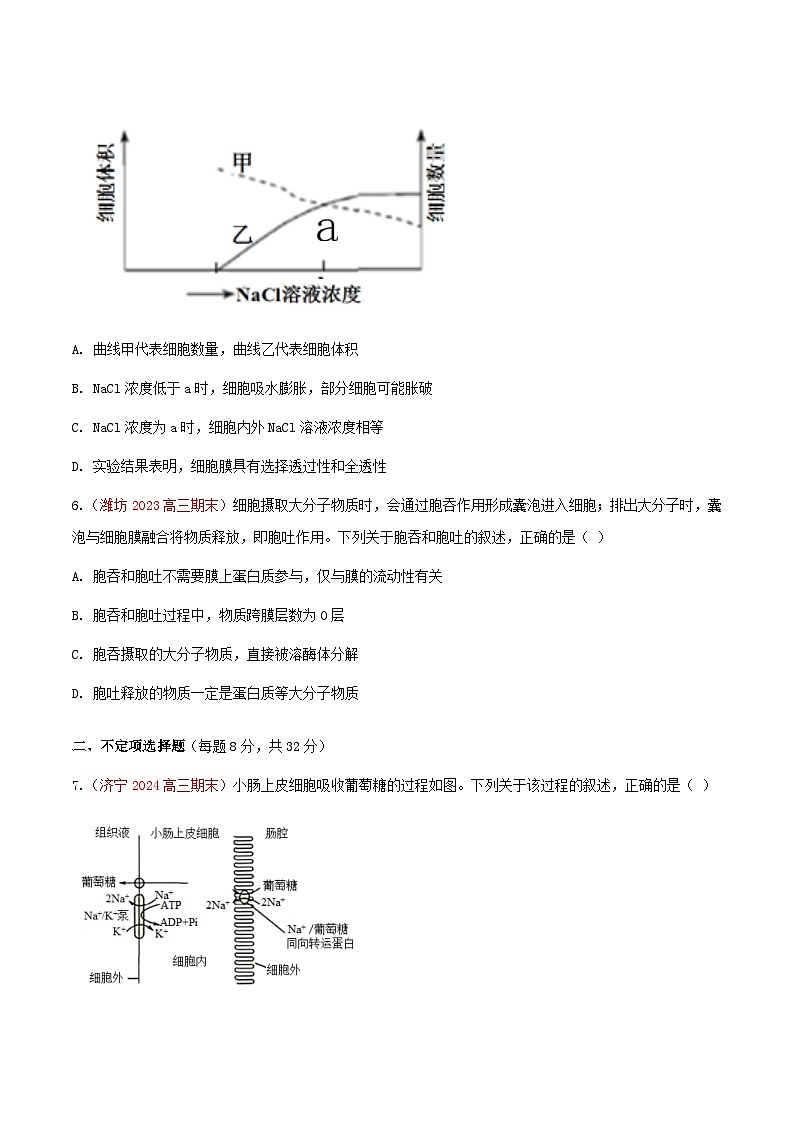 专题03 细胞的物质输入及输出、酶和ATP(期末备考试题)(原卷版)第3页