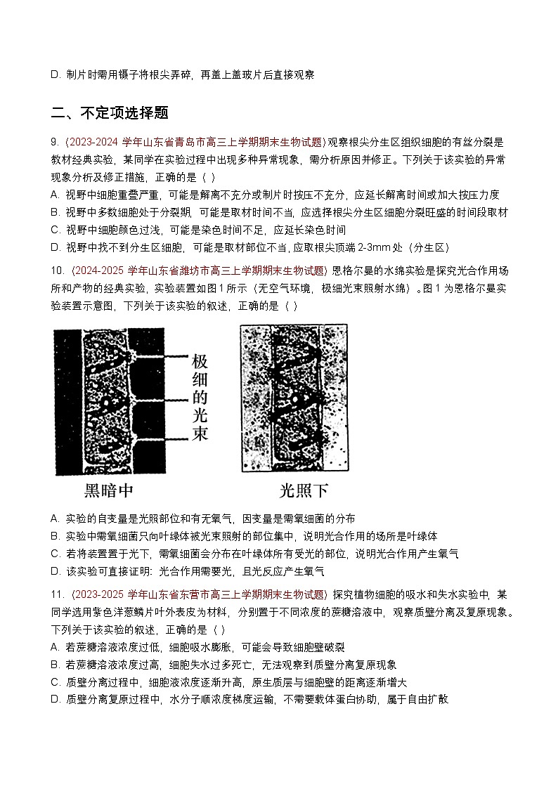 专题26 高中生物实验与探究(期末备考试题)(原卷版)第3页