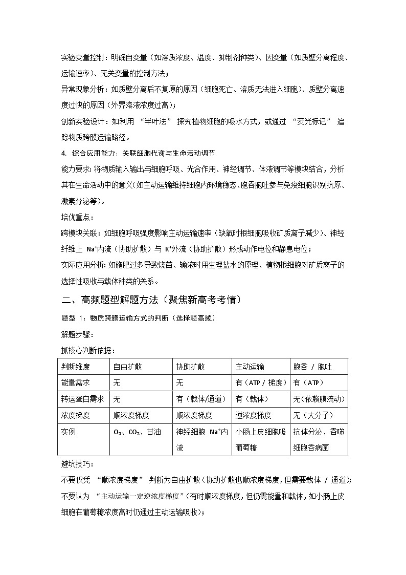 通用版 生物 二轮复习 专题03细胞的物质输入和输出分子关键能力及解题方法(讲义)第2页