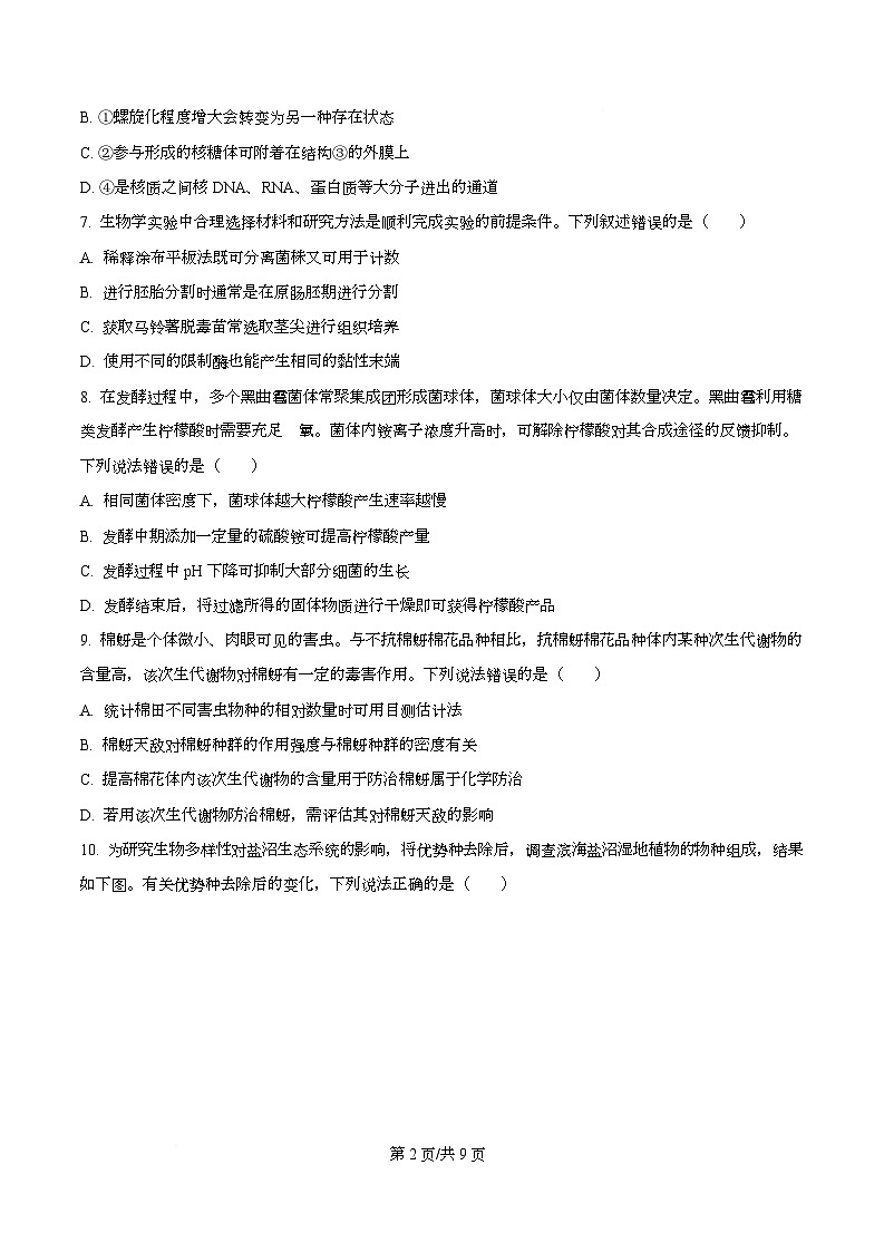四川省泸州市合江县马街中学2026届高三二模生物试题(原卷版)第2页