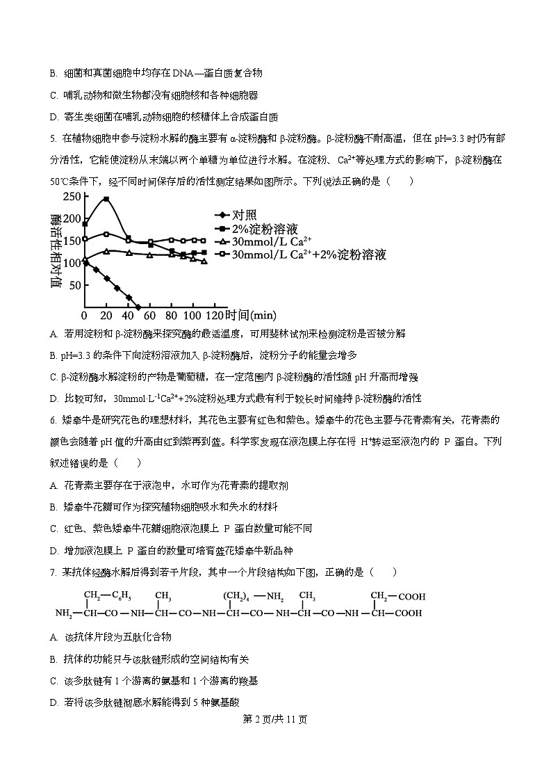 四川省内江市资中县第二中学2025-2026学年高一上学期12月月考生物试题(原卷版)第2页