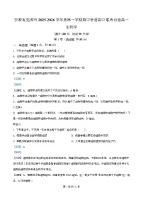 安徽省芜湖市2025-2026学年高一上学期期中考试生物试题（Word版附解析）