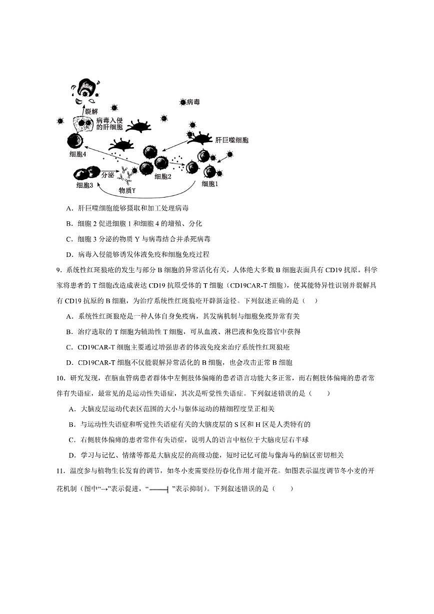 2025-2026学年重庆市第八中学校高二上学期第二次月考生物试卷(有答案)第3页
