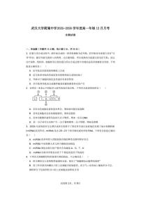 2025-2026学年湖北省武汉大学附属中学高一上学期12月月考生物试卷（有解析）
