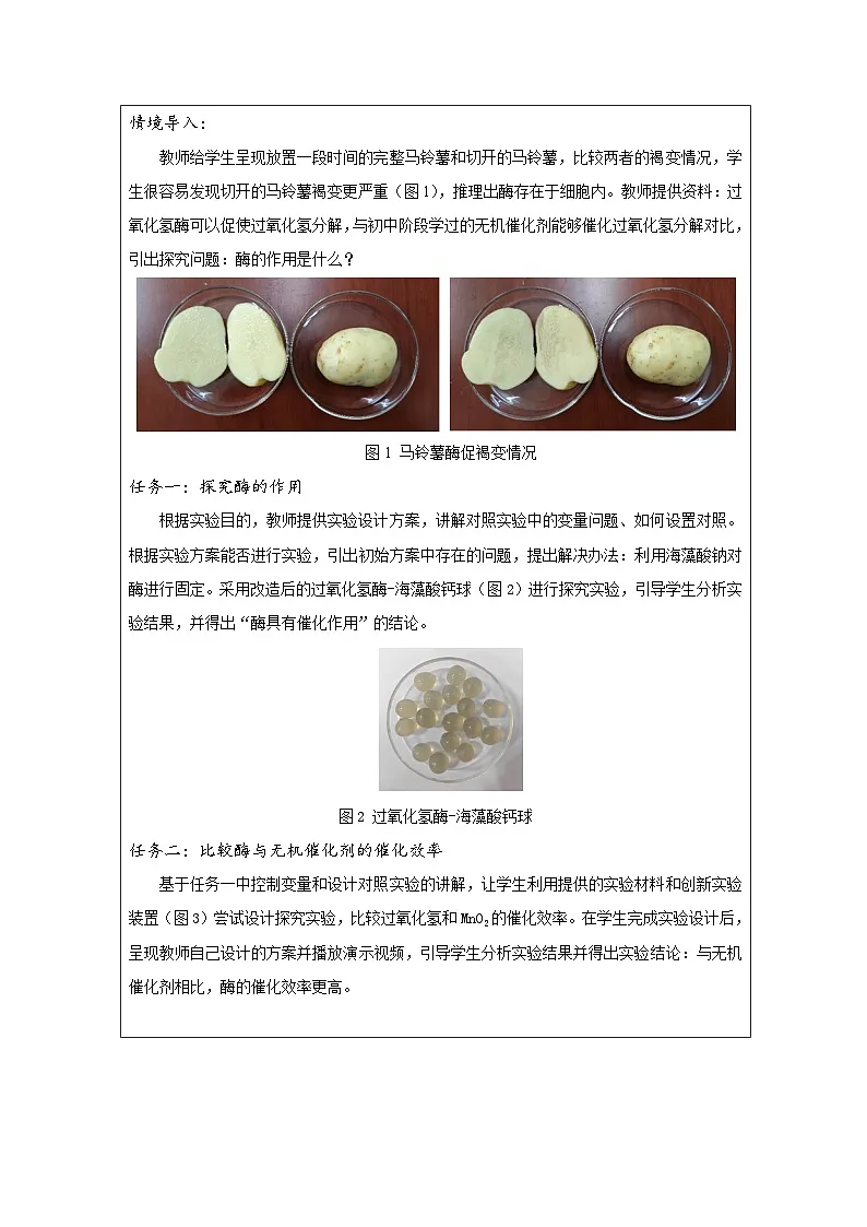 人教版高中生物学 必修1 分子与细胞5.1酶的作用和本质表格式教案第2页