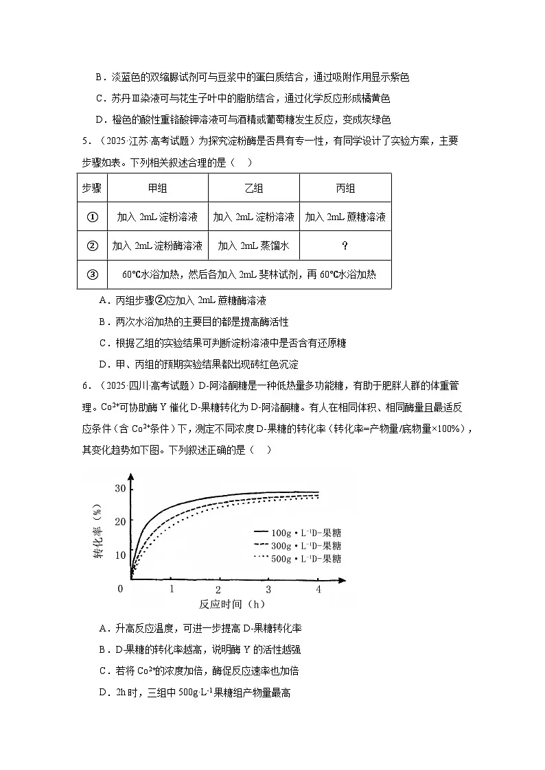2025年高考生物试题分类汇编 专题02 酶与ATP及物质运输第2页