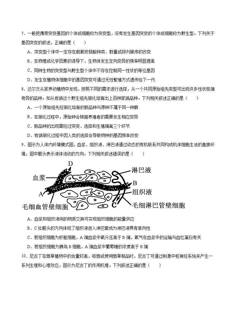 山东省大联考2026届高三上学期12月月考生物试卷(Word版附答案)第3页
