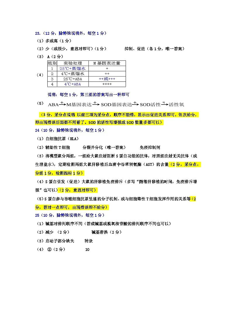 26-01 高三二调生物学答案2第2页