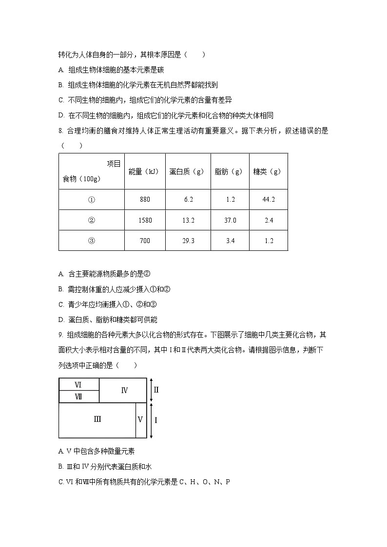 2025-2026学年天津市南开中学滨海生态城学校高一上学期11月期中生物试卷(学生版)第3页