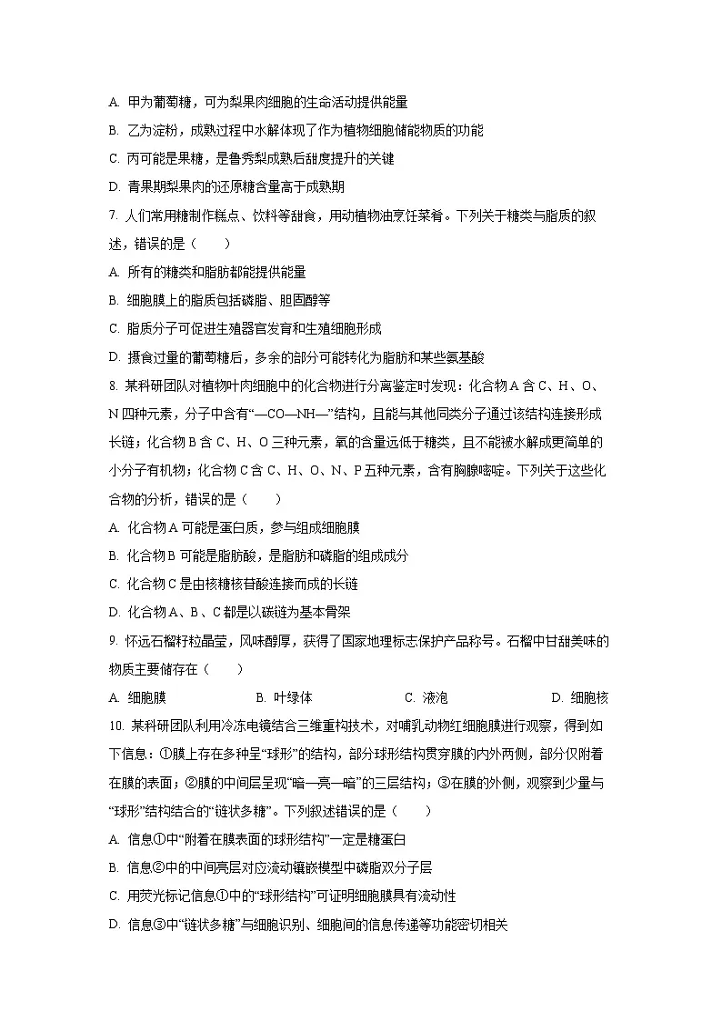 2025-2026学年安徽省华师联盟高一上学期期中检测生物试卷(学生版)第3页