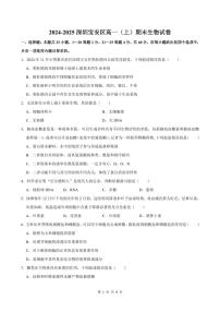 2024-2025学年深圳市宝安区高一(上)期末生物试卷含答案