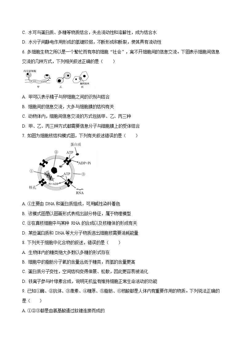 黑龙江省佳木斯市第一中学校2025-2026学年高一上学期1月期末生物试卷第2页