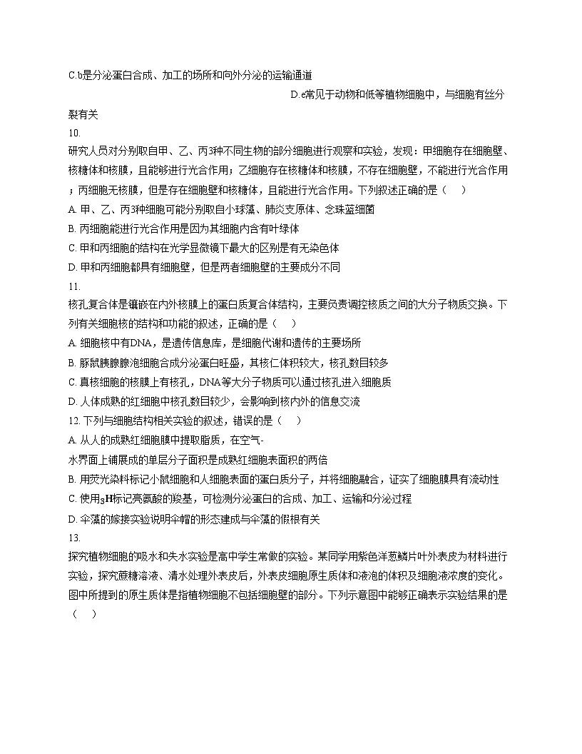 天津市南开区南开中学2025_2026学年高一上学期第二次质量检测生物试题(文字版,含答案)第3页