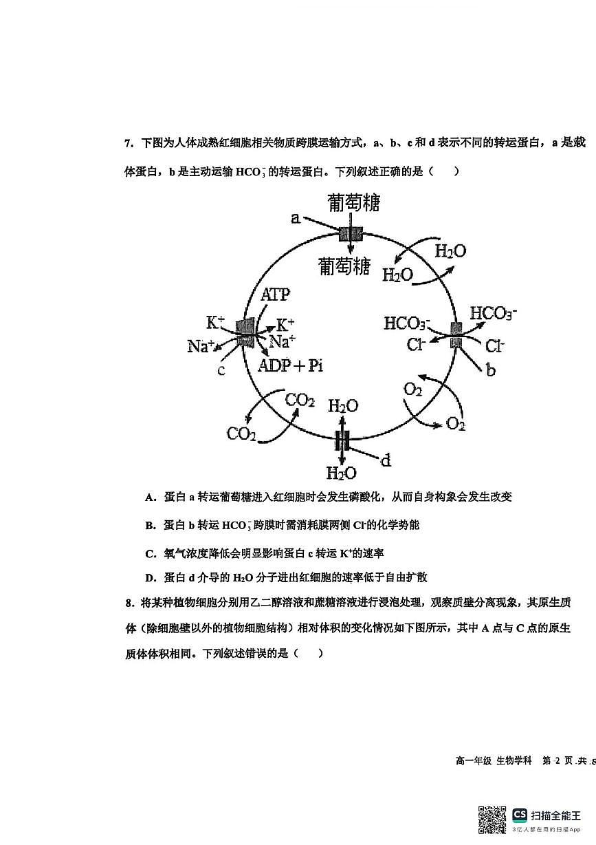 河北省衡水中学2025-2026学年高一上学期综合质量评价(四)生物试题(月考)第3页
