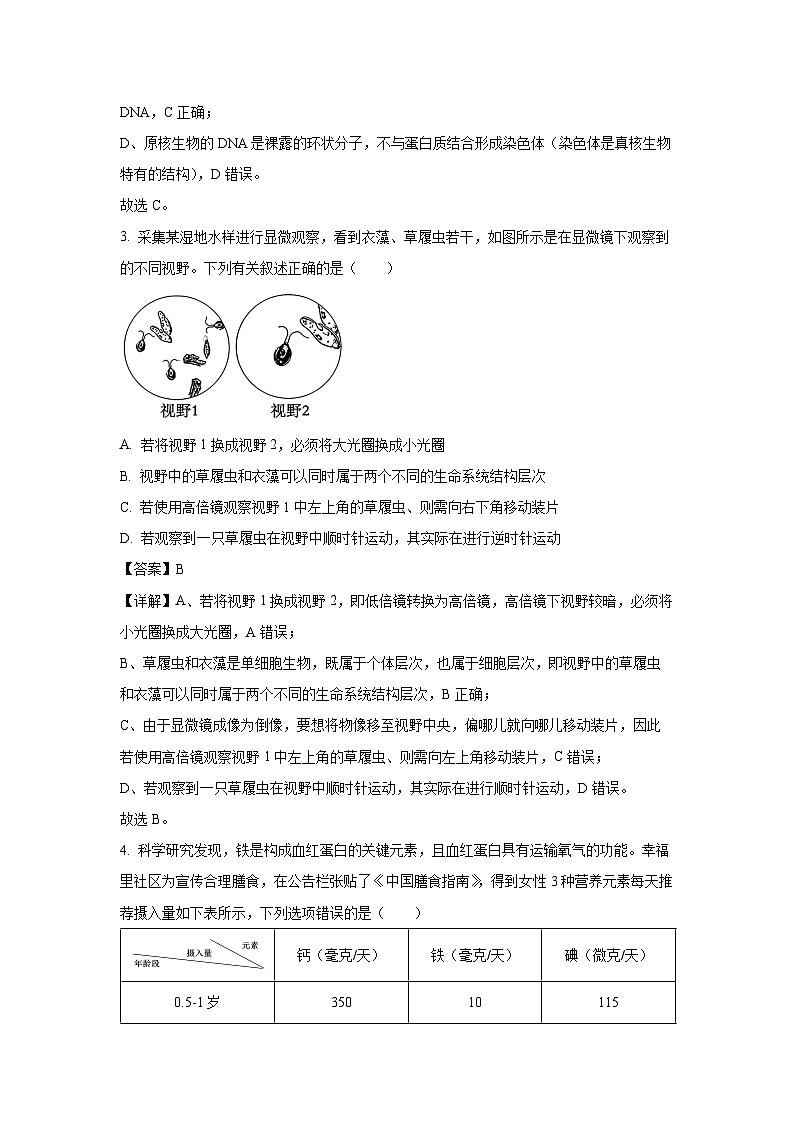 【生物】广西贺州市普通高中2025-2026学年高一上学期12月教学质量抽检试卷(解析版)第2页