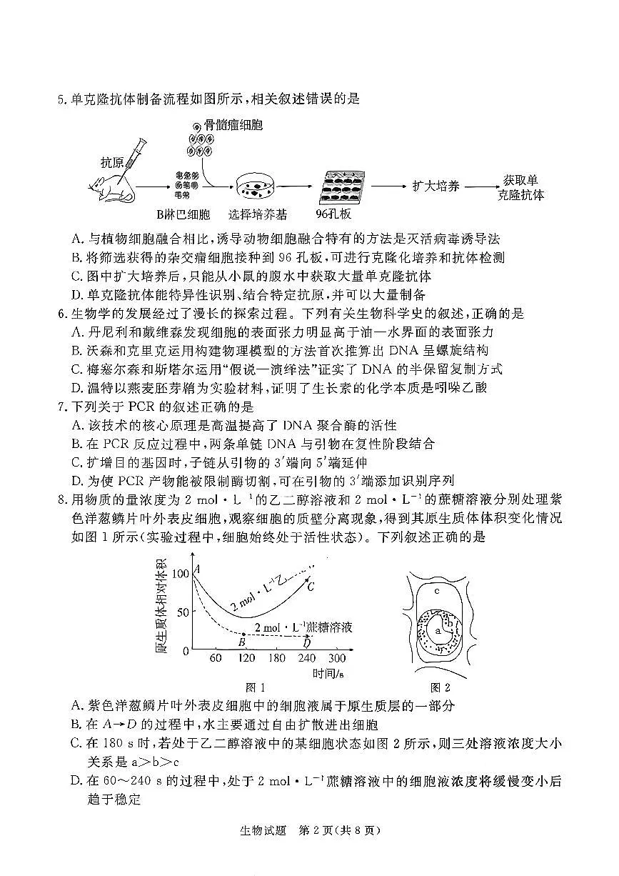 生物试卷湛江市2026年普通高考测试(一)第2页