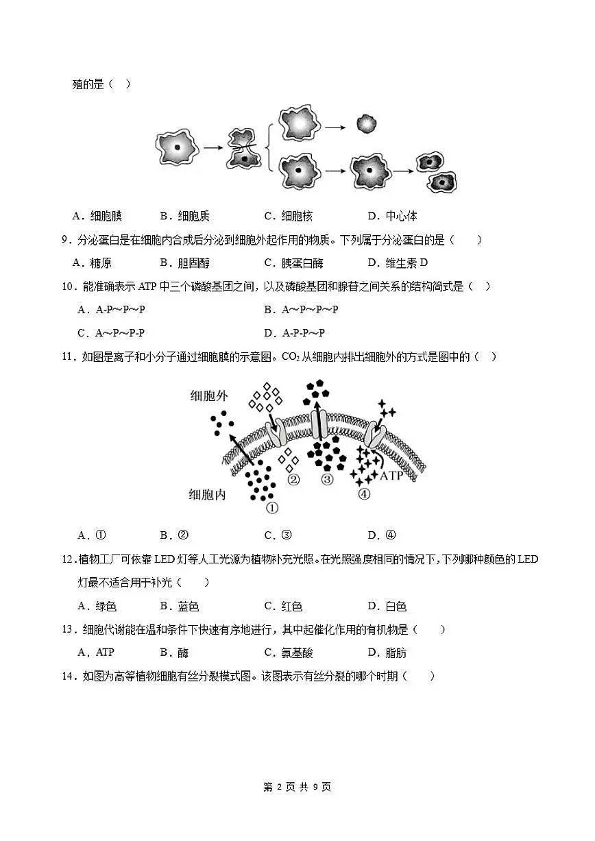 广东省2026年普通高中学业水平合格性考试仿真模拟卷(二)生物试题_(含解析_)第2页