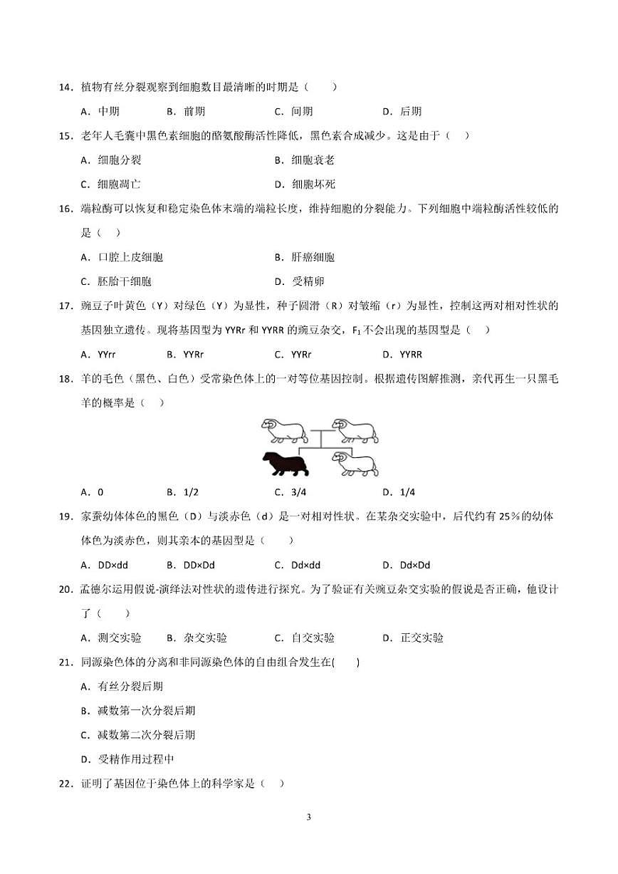 广东省2026年普通高中学业水平合格性考试仿真模拟卷(一)-生物试题_(含解析_)第3页