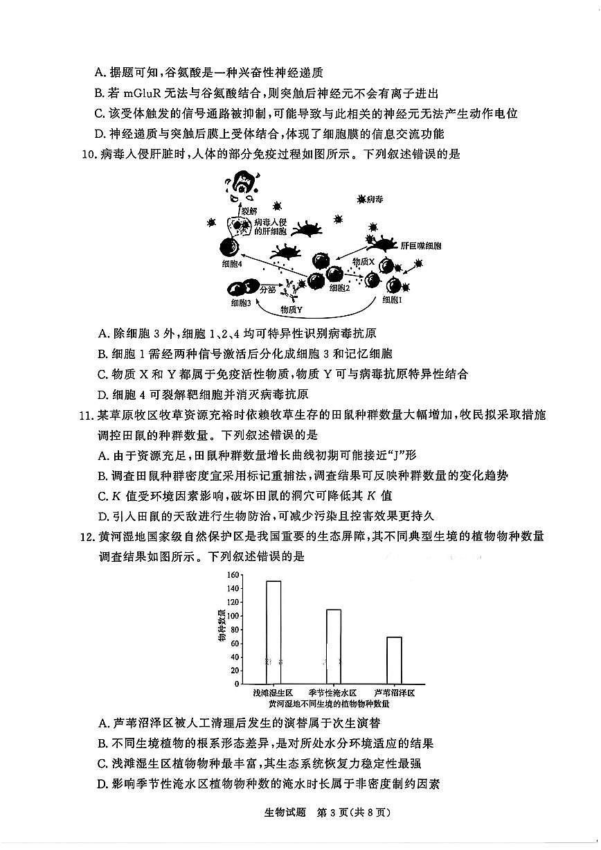 河南省青桐鸣大联考2025-2026学年高三上学期1月月考生物试卷(含答案)第3页
