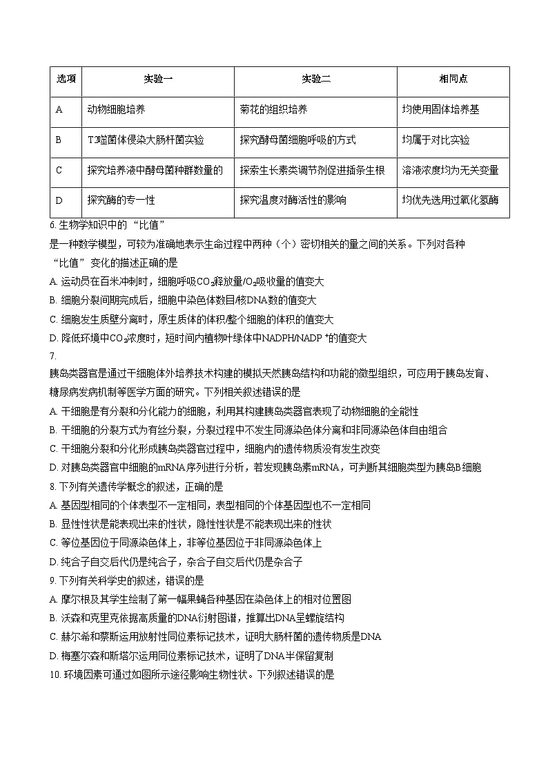宁夏回族自治区银川市永宁县2025_2026学年第一学期期末高中学业水平质量监测卷高三生物(文字版,含答案)第2页