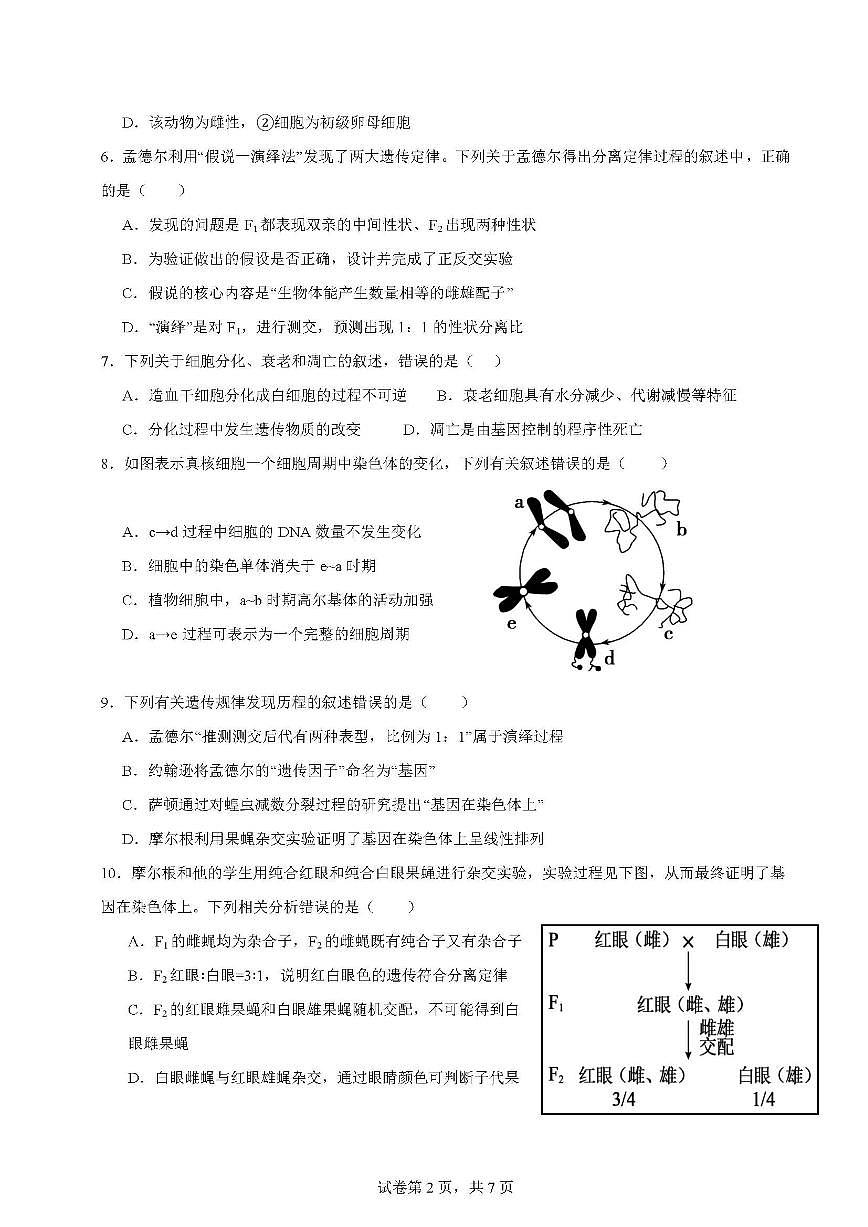 2024-2025学年广东省肇庆市端州中学高一下学期期中考试生物试题(含答案)第2页