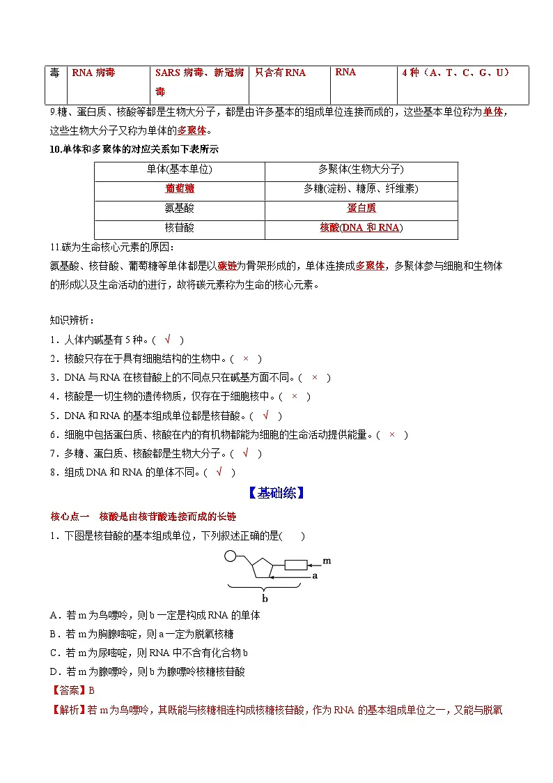 2.5 核酸是遗传信息的携带者(课后练习)--2025-2026学年高一上学期《生物》(人教版)必修1第2页
