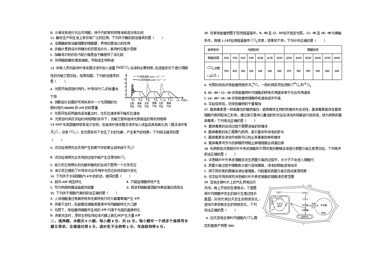 山东省菏泽市第一中学2024-2025学年高一12月月月考生物试题第2页