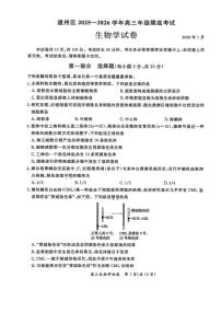 北京市通州区2025一2026学年高三年级上学期期末摸底考试生物学试卷（含答案）