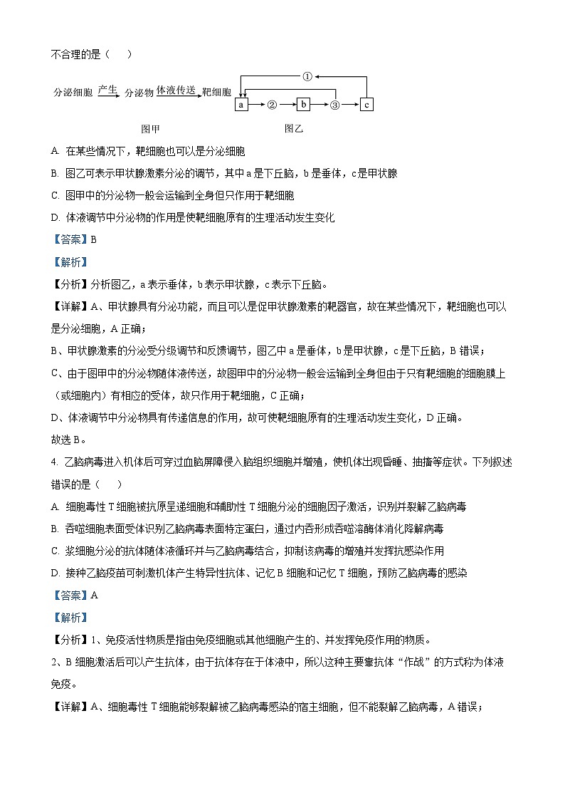 天津市河西区2024—2025学年高二上学期期末考试生物试题 含解析第3页