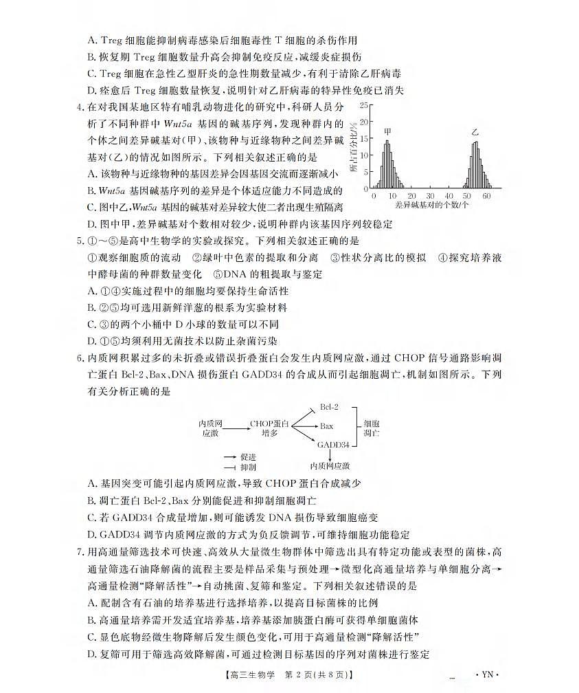 生物丨云南省金太阳2026届高三上学期1月百万大联考试卷及答案第2页