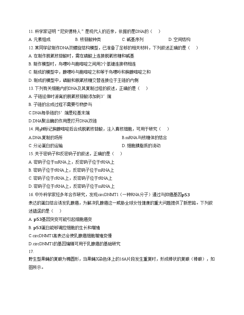 天津市滨海新区大港第八中学2025_2026学年高三上学期第二次月考生物试卷(文字版,含答案)第3页