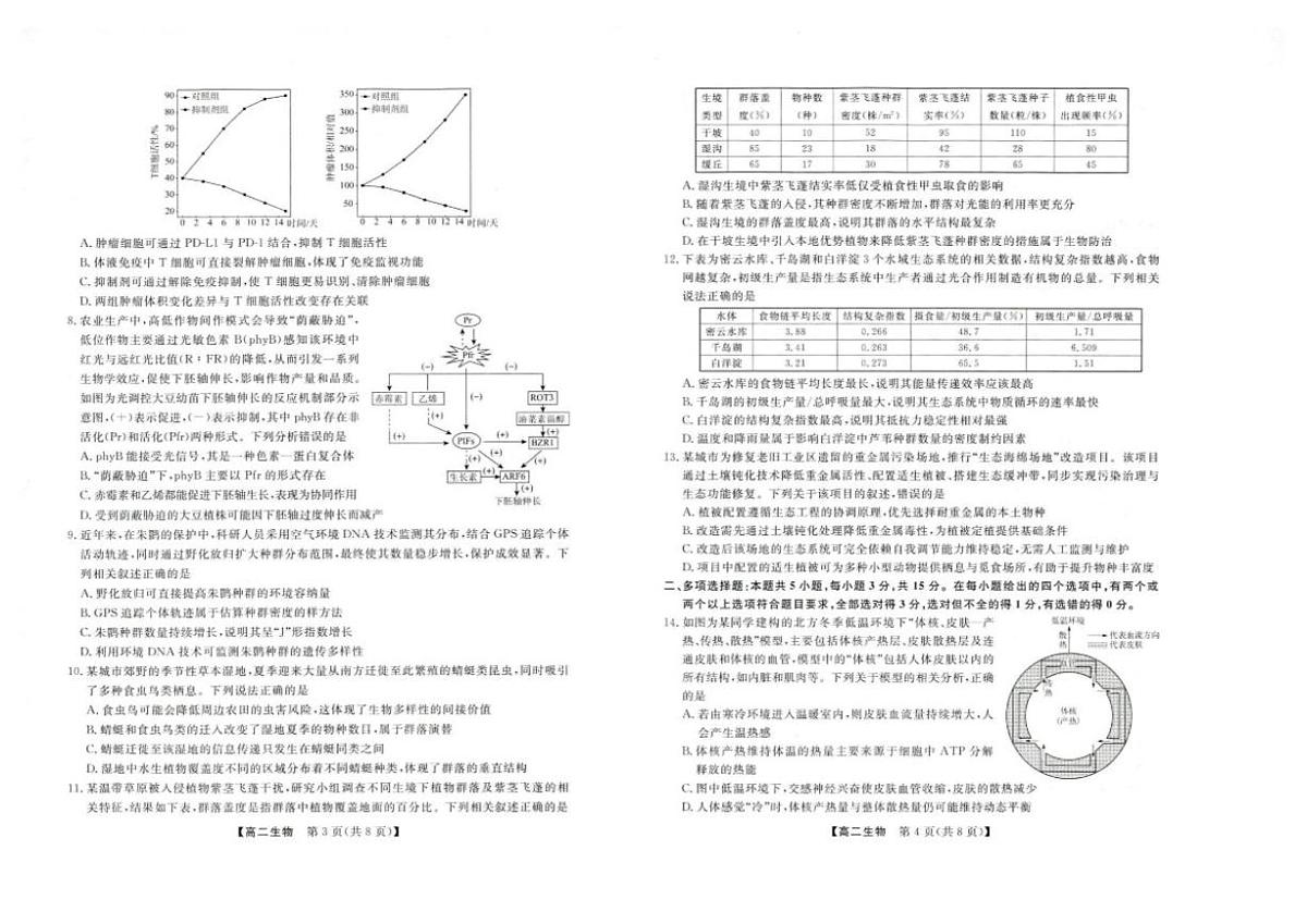 2025-2026学年河北省雄安新区高二上学期2月质量检测生物试题(含解析)第2页