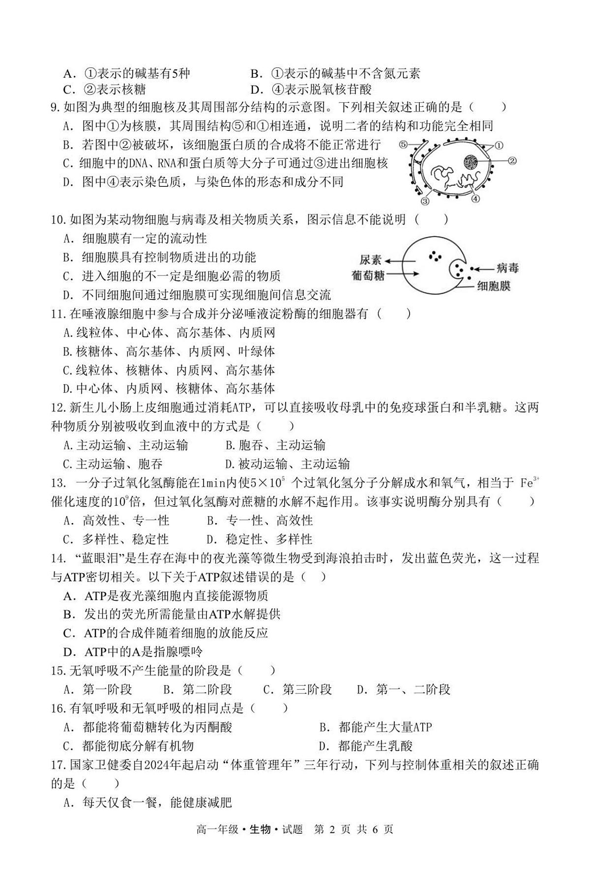黑龙江省牡丹江市第二高级中学2025-2026学年高一上学期期末考试生物试卷第2页