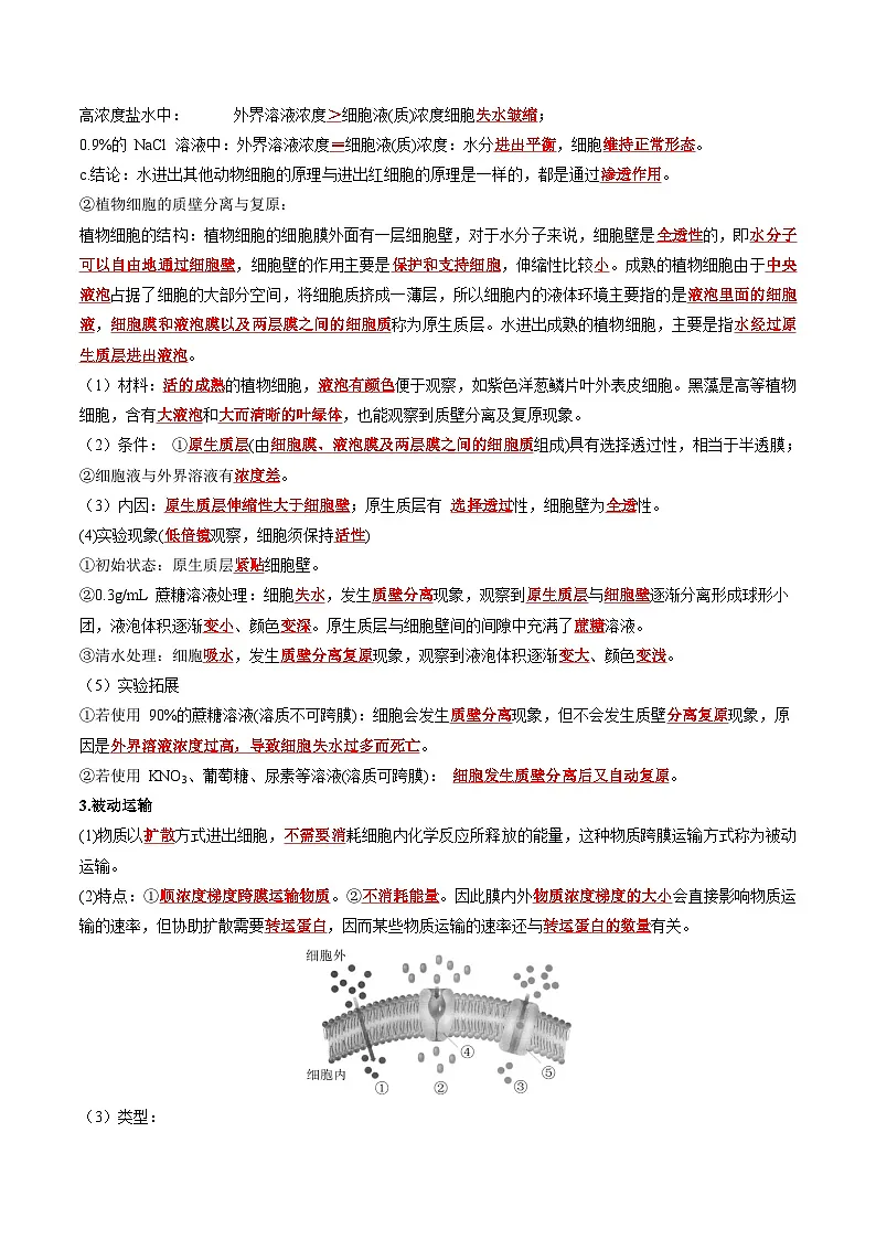 4.1 被动运输(课后练习)---2025-2026学年高一上学期《生物》(人教版)必修1第2页