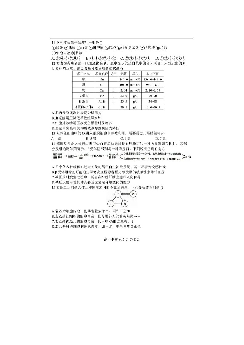 哈尔滨三中2025-2026学年高二上学期9月月考生物卷答案第3页