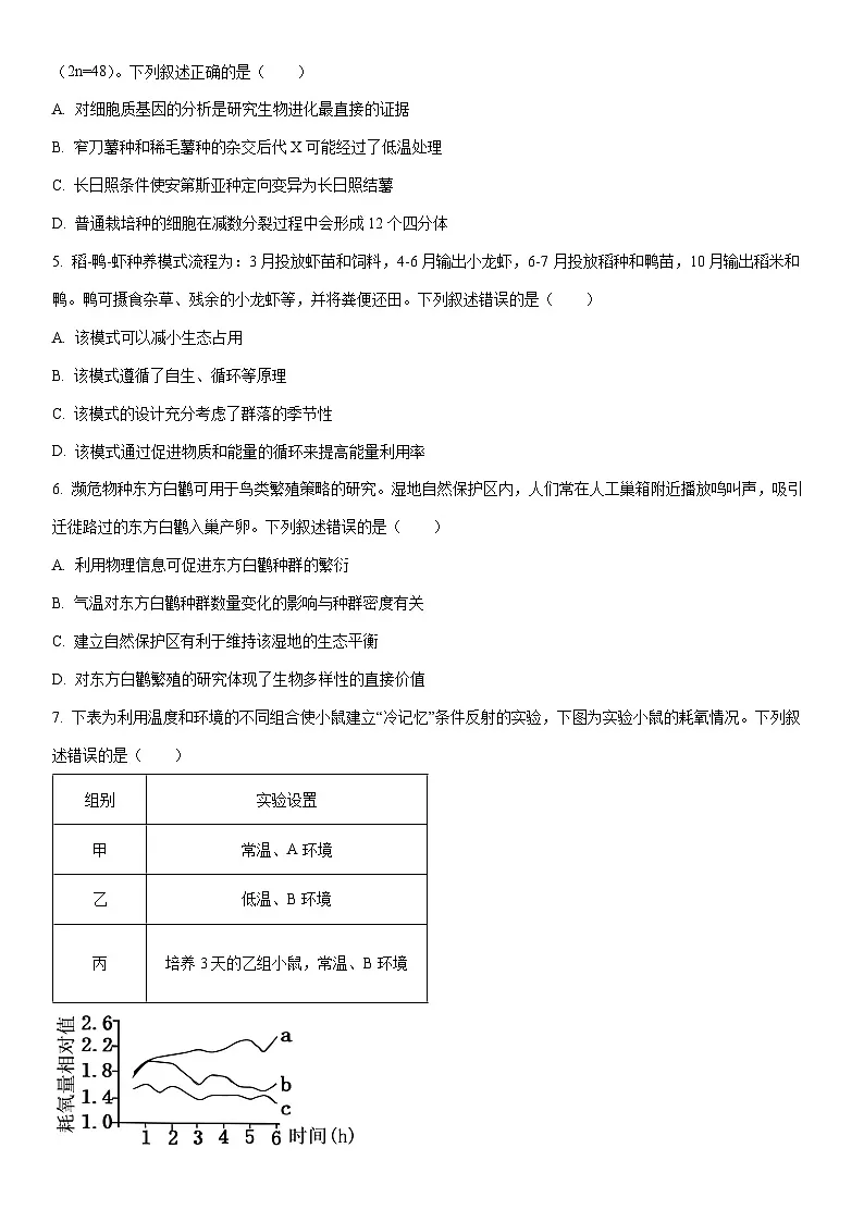 2026届辽宁省沈阳市高三一模考试生物试卷(学生版)第2页