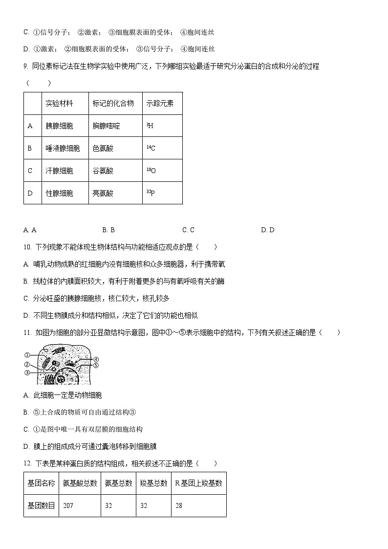 2025-2026学年甘肃省天水市清水县期末联考高一上学期1月期末生物试卷(学生版)第3页