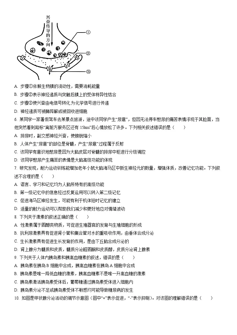 2025-2026学年喀什市第一学期高二期末测试生物试卷(学生版)第2页