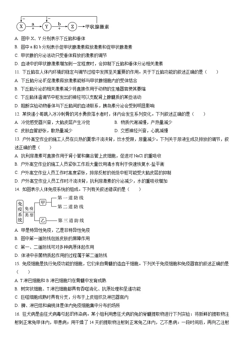 2025-2026学年喀什市第一学期高二期末测试生物试卷(学生版)第3页