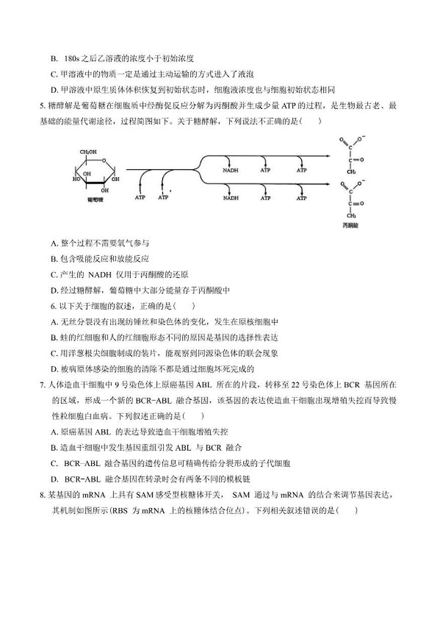 2026届四川省成都七中高三上期末考试生物学试题(含答案)第2页