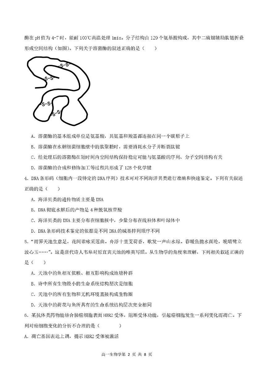 陕西省渭南市华阴市华州区华阴市校级联考2025-2026学年高一上学期1月期末生物试题(含答案)第2页