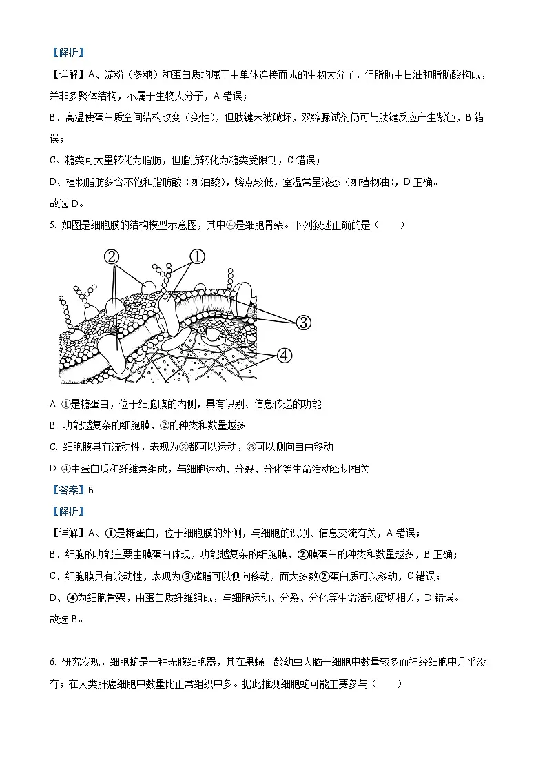 湖南省郴州市2025-2026学年高一上学期期末生物学试题 Word版含解析第3页