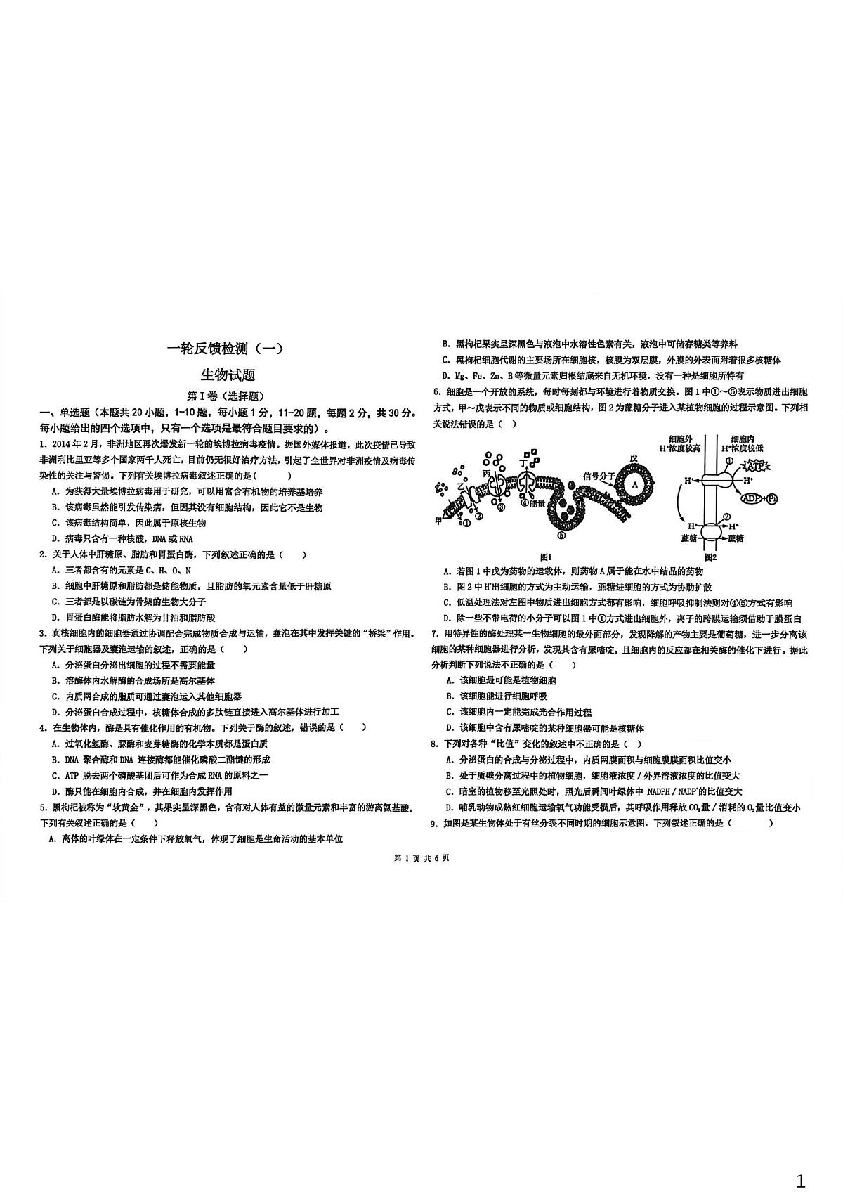 河北省衡水市冀州区河北冀州中学2025-2026学年高三上学期2月月考生物试题(期末)第1页