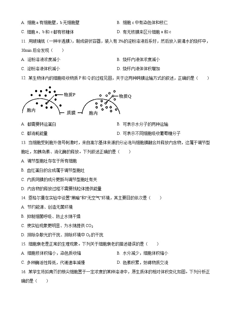 广东深圳市2025-2026学年第一学期期末教学质量检测高一生物学(试卷+解析)第3页